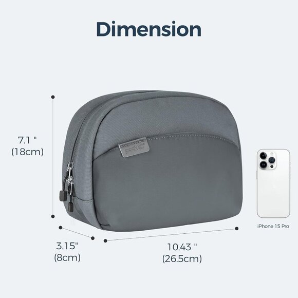 Travel Toiletry Bag, Multi-Compartment Cosmetic Bag, Water-Resistant Makeup Bag - Picture 3 of 7